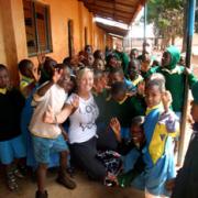 Samantha Hunt on a recent visit to the Kenya school project she gave £50,000 to