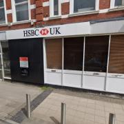 Street view of the HSBC bank in High Street, Blackwood.