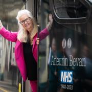 Aneira Thomas on board the new Aneurin Bevan train