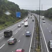 Congestion on the M4 near Cleppa Park (Image: Traffic Wales)