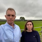 David Davies MP and Cllr Lisa Dymock at the Oak Grove farm site.
