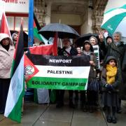 Peaceful rallies protesting the conflict in Palestine have been held in Newport in recent weeks. This image is from the protest on October 18.