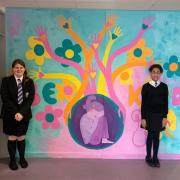 The mural was designed by three students from Cwmbran High School's hearing-impaired unit