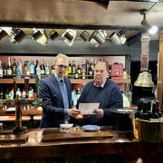 Monmouth MP David TC Davies with Simon Key, owner of The Nag's Head in Usk