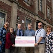 The Bedwas Workmen's Hall Lottery Grant Committee with their £500,000 grant (LtoR: Emma Phipps-Magill, Andrea Soulsby, Derek Allford, Adam Birkinshaw-Bird, Chris Morgan and Ann Birkinshaw)