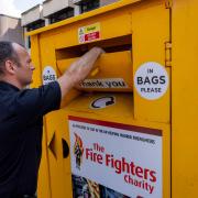 Collecting old clothes helps the Fire Fighters Charity
