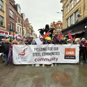 Support: Jessica Morden, MP for Newport East, marching to Save Our Steel in Newport