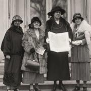 Welsh Women’s Peace Petition delegation in Washington, March 1924. L-R: Gladys Thomas; Mary Ellis; Annie Hughes Griffiths; Elined Prys (better known as Elined Prys Kotschnig). Picture: Welsh Centre for International Affairs