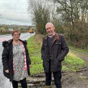 John Griffiths MS (right) and allotment owner Claire Peach