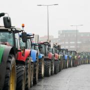 Farmers parked their tractors on the Cardiff Bay link road as they attended a protest outside the Senedd on Wednesday, February 28.