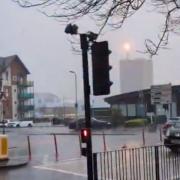 Watch the moment lightning hit Chartist Tower in Newport