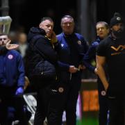 DESPAIR: It was another tough night for Graham Coughlan and Newport County