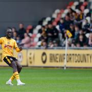 PING: Nelson Sanca puts the ball forward on his Newport County debut