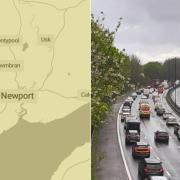 Weather warning covers Gwent with bridge closure causing severe delays