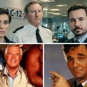 Clokwise from top, Line of Duty,  Peter Falk as the shrewd Lieutenant Columbo and George Peppard, known to many as Hannibal in The A-Team also starred as a private investigator in 1970s series Banacek.