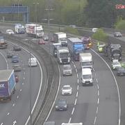Crews from South Wales Fire and Rescue Services attend reports of a crash on the M4