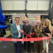 CEO of Whitehead-Ross Education, Ian Ross, Ms for Newport East, John Griffiths, Mayor of Newport Councillor Trevor Watkins and Michele Pengelly, UK Employability Manager for Whitehead-Ross Education officially open the new office.