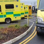 Ambulances waiting at the Grange Hospital