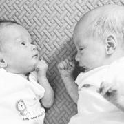 Twins Noah and Tyler Harris were born at 29 weeks at home in Caerphilly on February 27, 2024. The two boys were due on May 10, 2024. Noah was 2lb 4oz and Tyler was 2lb 8oz. Their parents are Ffion Williams and Craig Harries,.