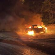 A Ford Fiesta set ablaze in Cefn Coch.