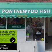 Pontnewydd Fish Bar has been awarded a five star food hygiene rating