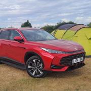 The MG HS pictured during a camping trip to Norfolk