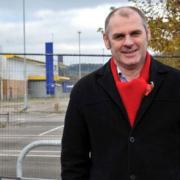 Councillor Nigel Dix in 2012 at the Blackwood Gate retail park site - which is now thriving