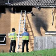 BURNT OUT: The house in Coed Eva where grandmother Kim Buckley, her daughter Kayleigh and her baby Kimberley all died
