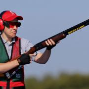 Wales's Elena Allen in action on her way to a Silver Medal in the Skeet Women Final at the Barry Buddon Shooting Centre in Carnoustie, during the Glasgow 2014 Commonwealth Games. PRESS ASSOCIATION Photo. Picture date: Friday July 25, 2014. See PA stor