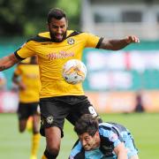 Newport County AFC versus Wycombe Wanderers
TUSSLE  Newport County's Rene Howe and Wycombe's Joe Jacobson (14466505)