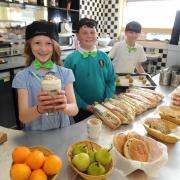 Rogerstone Primary School of the Week. Josh Anderson 10 making biscuits in the Beanies cafe at Rogerstone Primary school.