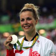 BRILLIANT BECKY: Becky James proudly shows off her silver medal
