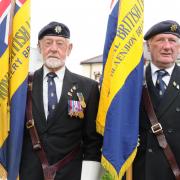 HONOUR: Standard bearers Geoff Nash and Cyril Turner represented Wales at a service held in Manchester in 2016