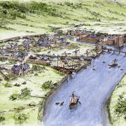 MEDIEVAL: Artist Anne Leaver created this impression of Newport around the time the medieval ship with assitance from historian Bob Trett
