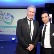 South Wales Argus Health and Care Awards at Chepstow RacecourseGuest speaker Dr Hilary Jones with Hussain Baoomi South Wales Argus Managing Director. Picture: Steve Phillips