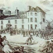 UPRISING: A depiction of the Chartists massing outside the Westgate Hotel on November 4 1839