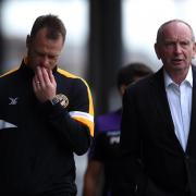 GUIDANCE: Newport County manager Michael Flynn, left, with management consultant Lennie Lawrence