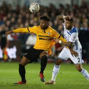 TALENT: Newport County loan star Antoine Semenyo showed his exciting potential against Danny Simpson and Leicester City earlier this month