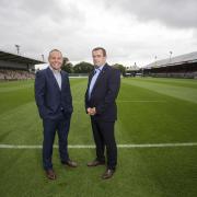 ARRIVAL: David Buttress, pictured with WRU chief executive Martyn Phillips, was brought in as Dragons chairman three years ago