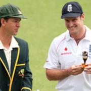 YOU'VE GOT TO URN IT: Andrew Strauss and Ricky Ponting with the Ashes trophy