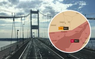 Storm Eunice: Highway workers being 'abused' for Severn Bridge closures. Pictures: Met Office (inset)/South Wales Argus Camera Club member Marie Coombes (main)
