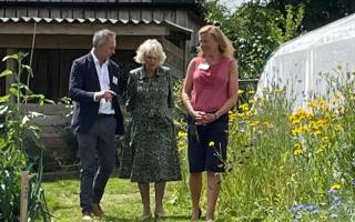 The Duchess of Cornwall tours Jamie's Farm in Monmouth with founder Jamie Feilden and head of farm Jo Powell.