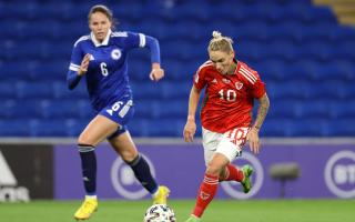 Jess Fishlock in action for Wales in the World Cup play off against Bosnia and Herzegovina.