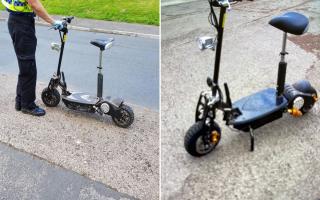 E-scooters seized by Gwent Police in 2021.