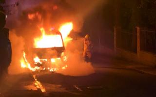 Firefighters tackle a lorry fire in Six Bells, Abertillery.