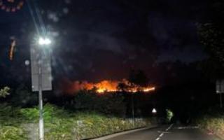 Firefighters tackle blaze in Abertillery on Friday evening.