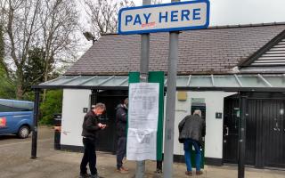 Waiting to pay to park at the Dell Car Park in Chepstow.