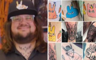 Craig Evans has set a world record of 69 bunny tattoos on the body