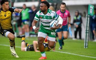 TRY TIME: Onisi Ratave charges to the line for Benetton against the Dragons
