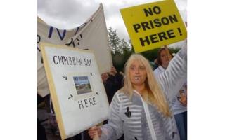Protestors at Saturday's demonstration against the Cwmbran prison plans